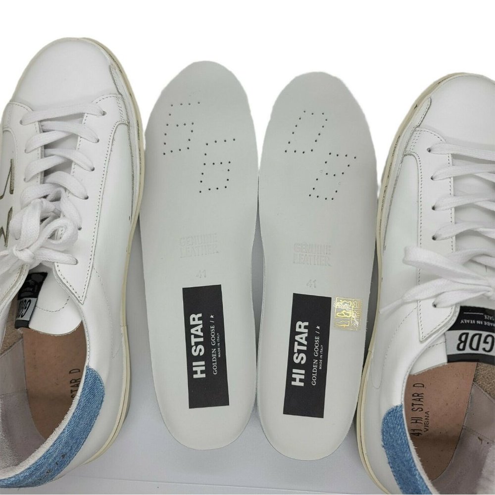 $560 Women's Sz 41 Golden Goose Hi Star Leather Lace Up Sneakers - Picture 8 of 12
